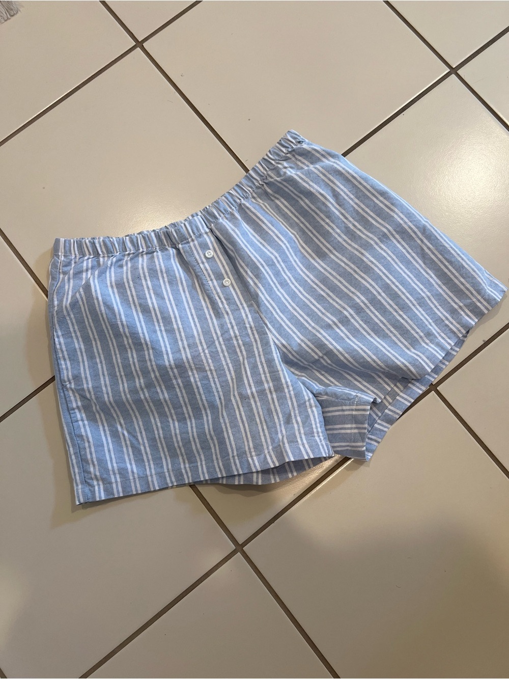 Brandy Melville Light Blue and White Striped Shorts